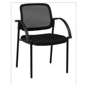   Back and Mesh Seat Visitors Chair with Mesh Seat, Black Frame and Arms