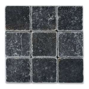    Taurus 4 x 4 Tumbled Black Marble Field Tile
