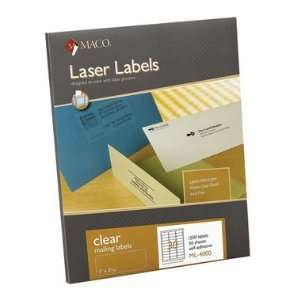 Maco 1 X 2 5/6 Inch Laser Labels Matte Clear 30 Up Interchangeable W 