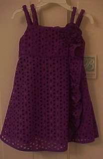 Bonnie Jean Purple Eyelet Ruffle Dress NWT 7 thru 16  