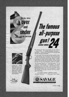 Vintage 1953 SAVAGE OVER AND UNDER GUN Ad w/bonus  