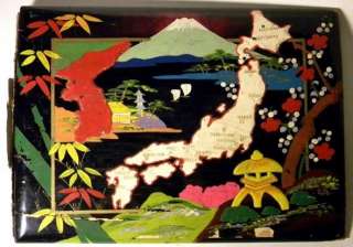 OCCUPIED JAPAN SCRAP BOOK COVER ONLY HAND PAINTED MAP  