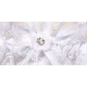 Bridal Garter Sets with Inlaid Crystal Hearts White