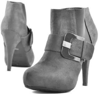 Grey Round toe Platform BOOTIE Heel suede boot 24b 9  
