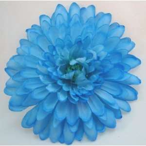 Bright Blue Chrysanthemum Mum Hair Clip