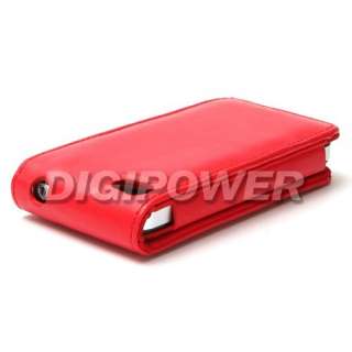 RED LEATHER FLIP CASE COVER SKIN FOR IPHONE 4 4G 4S  