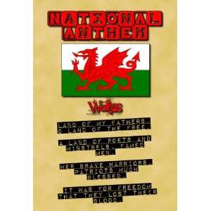 A4 Parchment Poster National Anthem Wales English
