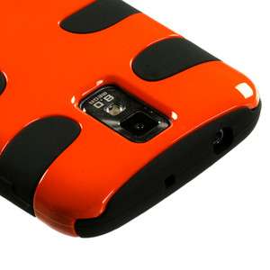   Galaxy S2(tmobile) Orange/Black Fishbone Skin Armor Case Phone Cover