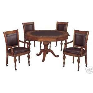  BIG DEAL FLIP TOP OCTAGON WOOD POKER / DINING TABLE W/6 