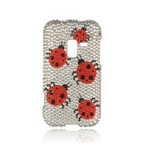 Samsung D600 Conquer Full Diamond Graphic Case   Silver with Ladybugs 