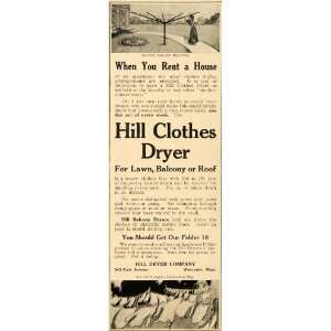  1909 Ad Hill Dryer Co. Outdoor Drying Clothes Worcester 