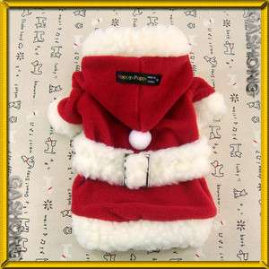 Dog Clothes Santa Claus Costume Coats Christmas Hoodie Fleece Shirts 