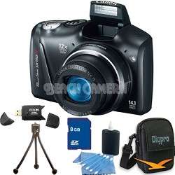 Canon Powershot SX150 IS 14MP 12x Zoom Black Digital Camera 8GB Bundle 