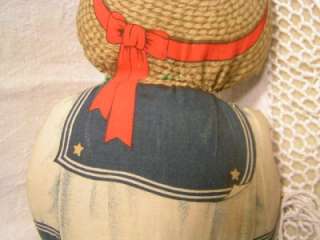 Vintage Cloth Stuffed Doll, Sailor Boy  