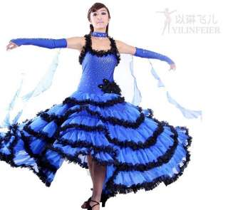 NEW Flamenco Latin Ballroom swing Dance Dress full circle skirt dress 
