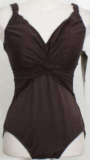 NWT MIRACLESUIT Chocolate Brown Pandora Swimsuit 12 DD  