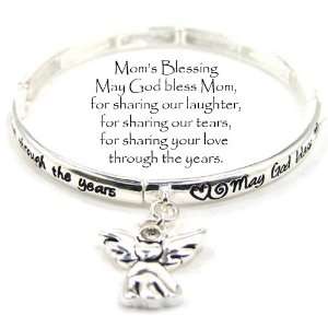  Syms Silver Tone Moms Inspirational Blessing Stretch 