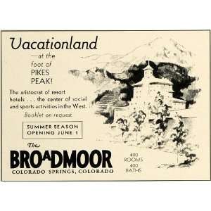 1936 Ad Broadmoor Hotels Colorado Springs Summer Lodge   Original 