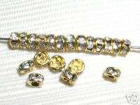 100 Swarovski Rhinestone Rondelles 4mm Gold/Crystal  