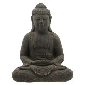 Charcoal Grey Cast Stone Garden Buddha Statue 