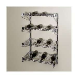  4 Shelf Chrome Wire Wall Mounted Wine Shelf Kit 14d x 30 