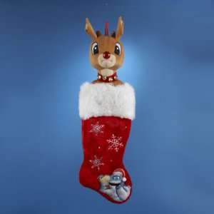  Pack of 4 Plush Rudolph Head with Bumble & Hermey Decal 