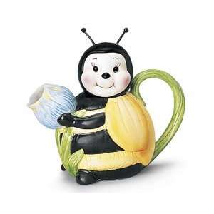  Classic Honey Bee Teapot Ceramic Yellow Black Flower 