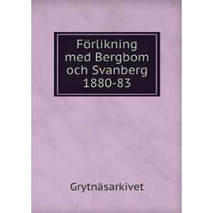   ¶rlikning med Bergbom och Svanberg 1880 83 GrytnÃ¤sarkivet Books