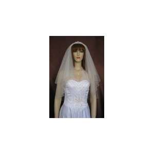   Diamond White Elbow Length Pearl Bungle Beaded Bridal Wedding Veil