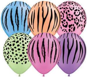 ZEBRA LEOPARD SAFARI NEON Latex Balloons PARTY SUPPLIES  