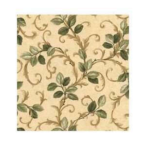  Scrolled Leaves Taupe Wallpaper in Mulberry Prints