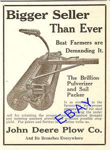 1923 JOHN DEERE BRILLION PULVERIZER & SOIL PACKER AD  
