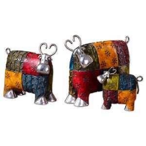 Uttermost 9.6 Inch Colorful Cows Accessories Set/3 Multiple Tones w 