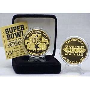  24kt Gold Super Bowl XVII FLIP COIN By Highland Mint 