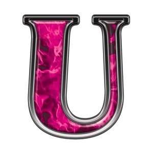  Reflective Letter U with Inferno Pink Flames   2 h 