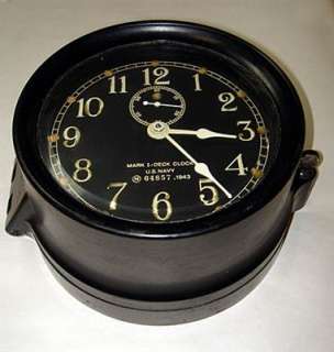 WWII 1943 Seth Thomas Navy Ships Clock Mark 1 VG Working Condition 