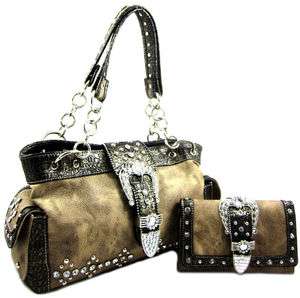 Western Cowgirl Rhinestone Belt Buckle Chain Strap Purse Bag Wallet 