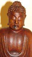 8in Handcarved Wood Bali Buddha Meditative S  