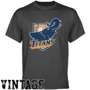 Cal State Fullerton Titans Charcoal Distressed Logo Vintage T shirt