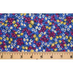  Country Calicos Mini Floral Flowers Florals on Blue Cotton 