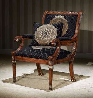 Sandalwood/Navy Classic Grecian Accent Arm Chair  