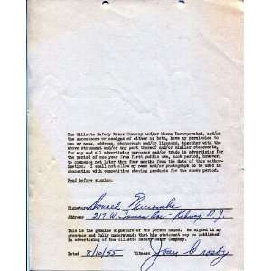  Don Newcombe Autographed / Signed Gillette Razor Contract 