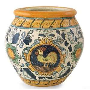  Ceramic flowerpot, Roosters Call