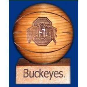 Ohio State Buckeyes Cherry Wood Laser Engraved Wooden Basketball NCAA 