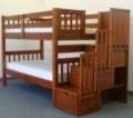STAIRWAY TWIN over TWIN HONEY BUNK BEDS + 5 DRAWERS 798304100884 
