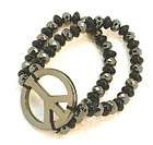 New Peace Sign Hematite Stone Stretchable Bracelet  