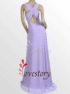 Purples V Neck Cross Back Diamante Trailing Long Formal Gowns 09400 US 