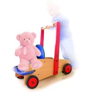  Gift Set HABA Walker Wagon & Plush Gund Teddy Bear, Pink 