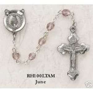   June Pink Crystal Birthstone Rosary Beads Arts, Crafts & Sewing