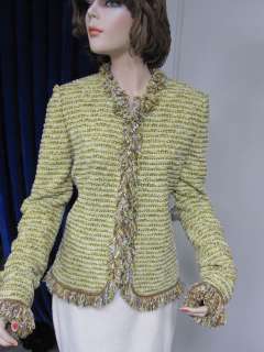 St John Knit COUTURE NEW Yellow Brown Multi JACKET SZ 6  